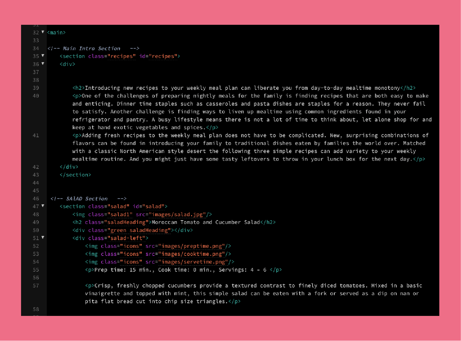 html code snippet
